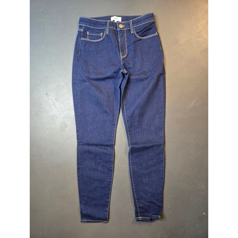 Women's L'AGENCE Blue Skinny Jeans Size 25 with Yellow Stitching
